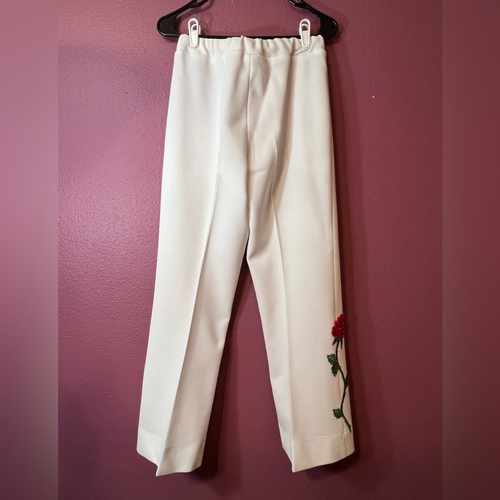 VINTAGE 2 Piece Western Embroidered Rose Set (Button-Up + Flare Pant) - Picture 10 of 14